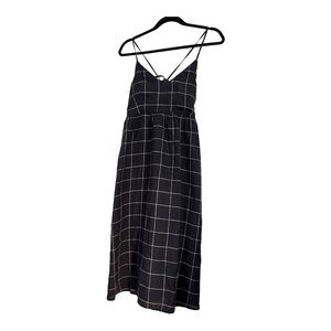 Cynthia Rowley Blue with White 100% Linen Spaghetti Crisscross Tie Midi Dress-6